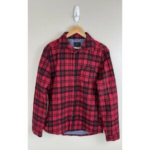 MANMADE APPAREL The Tahoe Jacket Men’s Sz‎ L Plaid Quilted Pockets Elbow Patch